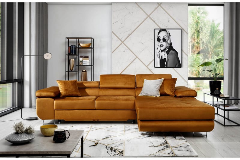 Klinka Bäddsoffa med Divan Höger - Gul - Möbler - Vardagsrum - Bäddsoffor