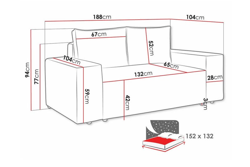 Knocklong 2-sits Bäddsoffa Ljusgrå - Bäddsoffor - 2-sits bäddsoffa