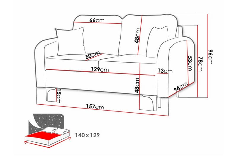 Knocklong 2-sits Bäddsoffa Svart - Bäddsoffor - 2-sits bäddsoffa