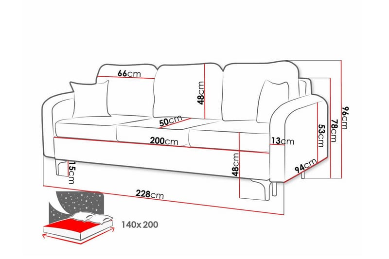 Knocklong 2-sits Bäddsoffa Svart - Bäddsoffor - 2-sits bäddsoffa