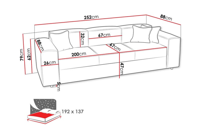 Knocklong 3-sits Bäddsoffa Beige/Ljusbeige - Möbler - Vardagsrum - Bäddsoffor