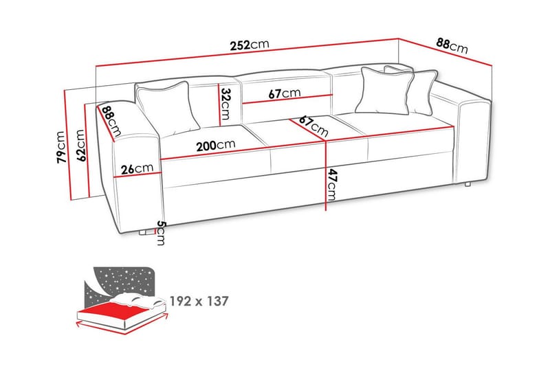 Knocklong 3-sits Bäddsoffa Ljusgrå - Möbler - Vardagsrum - Bäddsoffor