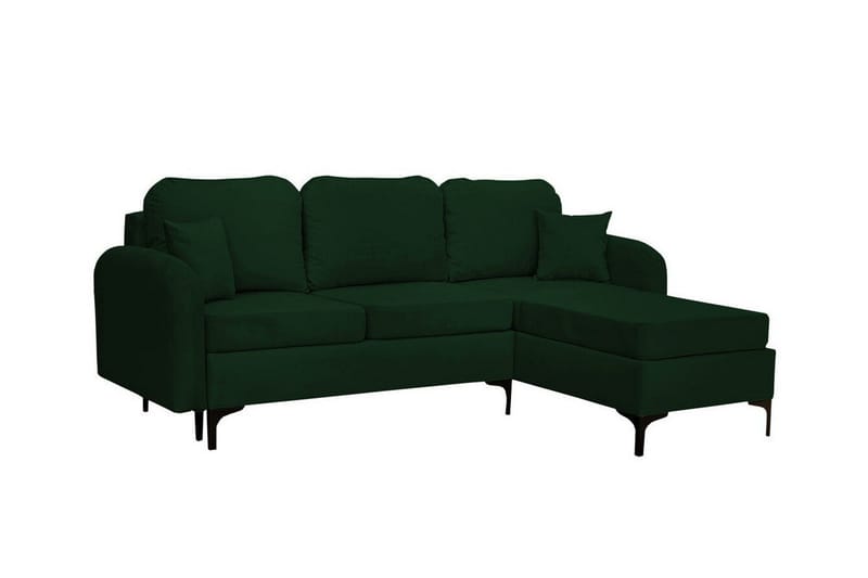 Knocklong 3-sits Höger Hörnbäddsoffa med Divan i Sammet, Grön