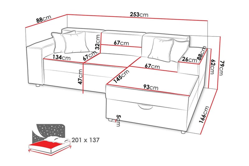 Knocklong 3-sits Hörnbäddsoffa Beige - Möbler - Vardagsrum - Bäddsoffor - Hörnbäddsoffa