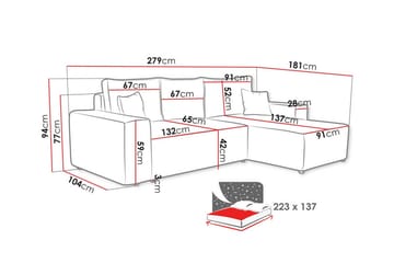 Knocklong 3-sits Hörnbäddsoffa - Blå - Möbler - Vardagsrum - Bäddsoffor