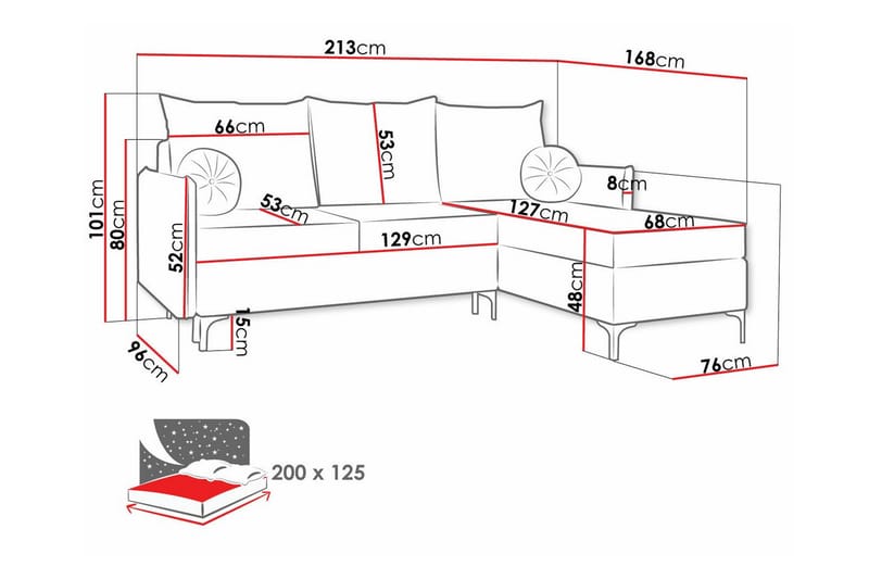 Knocklong 3-sits Hörnbäddsoffa Blå - Möbler - Vardagsrum - Bäddsoffor - Hörnbäddsoffa