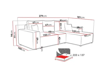 Knocklong 3-sits Hörnbäddsoffa - Cream - Möbler - Vardagsrum - Bäddsoffor