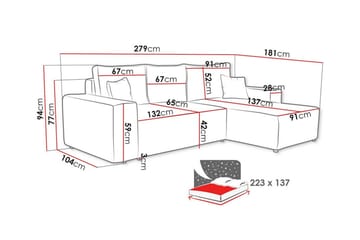 Knocklong 3-sits Hörnbäddsoffa - Grå - Möbler - Vardagsrum - Bäddsoffor