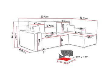 Knocklong 3-sits Hörnbäddsoffa - Grå - Möbler - Vardagsrum - Bäddsoffor