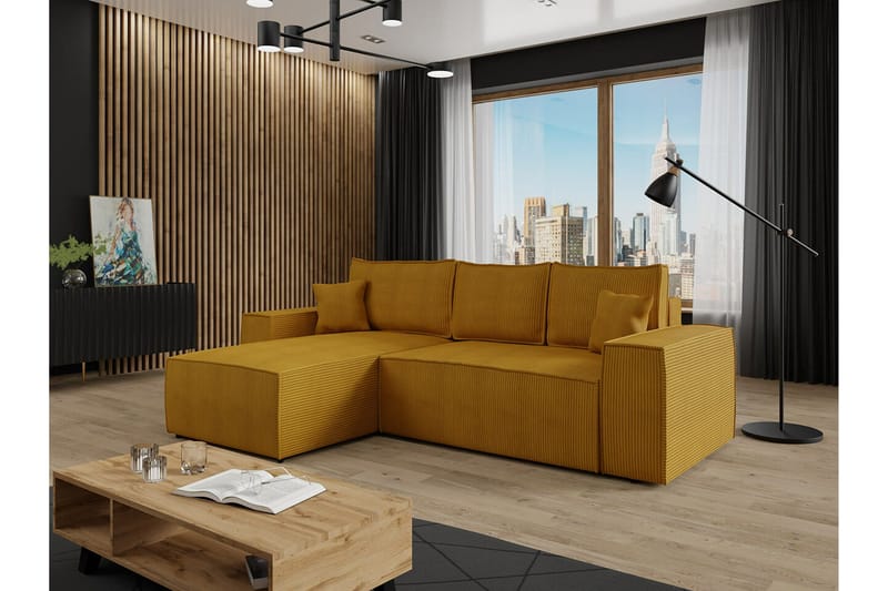 Knocklong 3-sits Hörnbäddsoffa - Gul - Möbler - Vardagsrum - Bäddsoffor - Hörnbäddsoffa