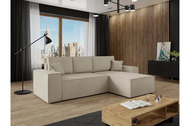 Knocklong 3-sits Hörnbäddsoffa - Ljusbrun - Möbler - Vardagsrum - Bäddsoffor - Hörnbäddsoffa