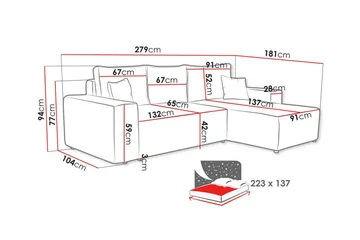 Knocklong 3-sits Hörnbäddsoffa - Ljusgrå - Möbler - Vardagsrum - Bäddsoffor
