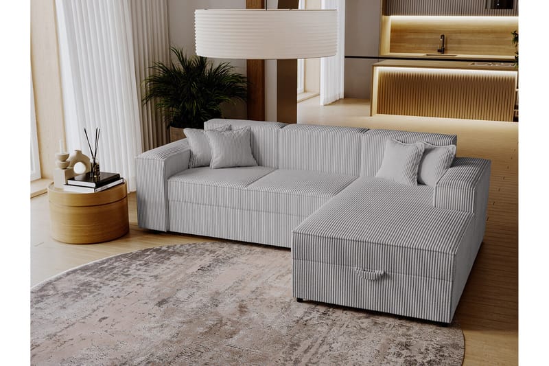 Knocklong 3-sits Hörnbäddsoffa Ljusgrå - Möbler - Vardagsrum - Bäddsoffor - Hörnbäddsoffa
