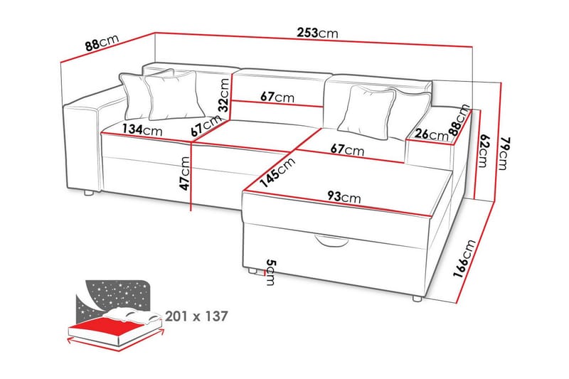 Knocklong 3-sits Hörnbäddsoffa Ljusgrå - Möbler - Vardagsrum - Bäddsoffor - Hörnbäddsoffa