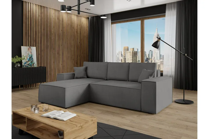 Knocklong 3-sits Hörnbäddsoffa - Mörkgrå - Möbler - Vardagsrum - Bäddsoffor - Hörnbäddsoffa