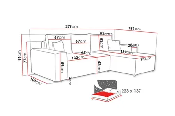Knocklong 3-sits Hörnbäddsoffa - Mörkgrå - Möbler - Vardagsrum - Bäddsoffor