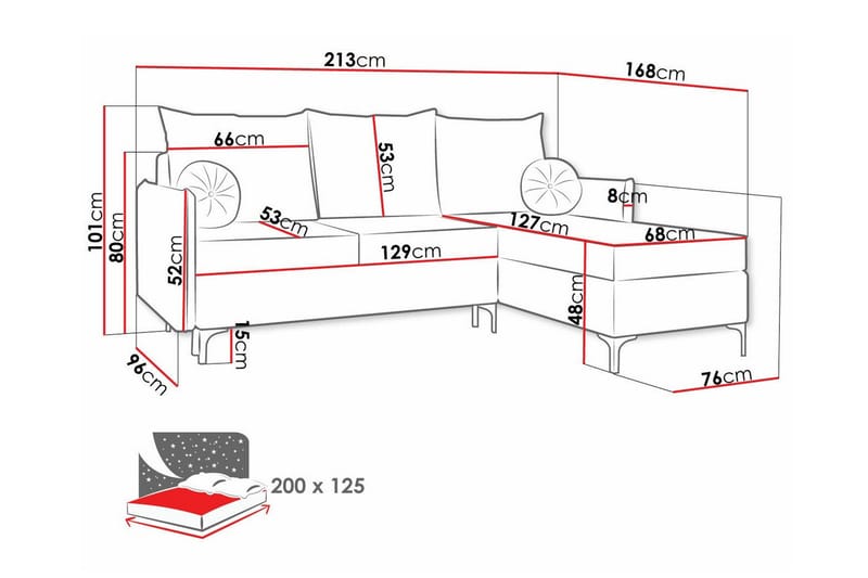 Knocklong 3-sits Hörnbäddsoffa - Mörkgrå - Möbler - Vardagsrum - Bäddsoffor - Hörnbäddsoffa