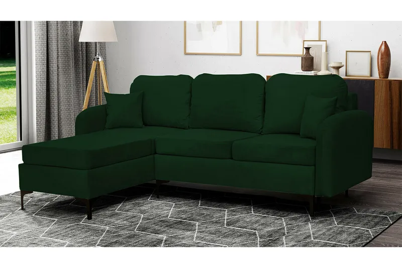 Knocklong 3-sits Hörnbäddsoffa NO_BRAND Dark green - Möbler - Vardagsrum - Bäddsoffor - Hörnbäddsoffa