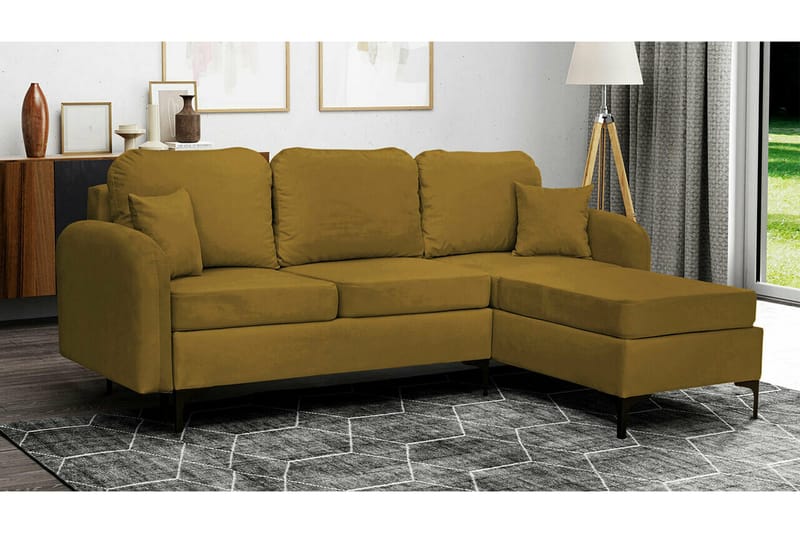 Knocklong 3-sits Hörnbäddsoffa NO_BRAND Yellow-Green - Möbler - Vardagsrum - Bäddsoffor - Hörnbäddsoffa
