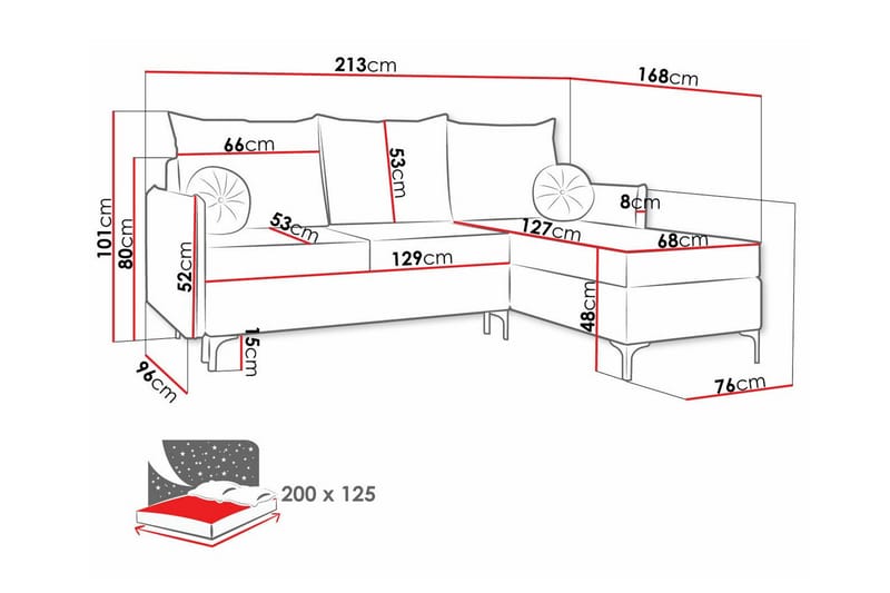 Knocklong 3-sits Hörnbäddsoffa Rosa - Möbler - Vardagsrum - Bäddsoffor - Hörnbäddsoffa