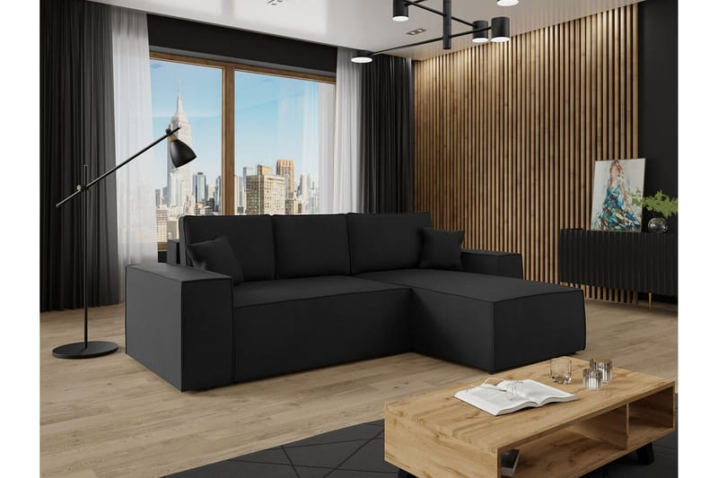 Knocklong 3-sits Hörnbäddsoffa Svart - Möbler - Vardagsrum - Bäddsoffor - Hörnbäddsoffa