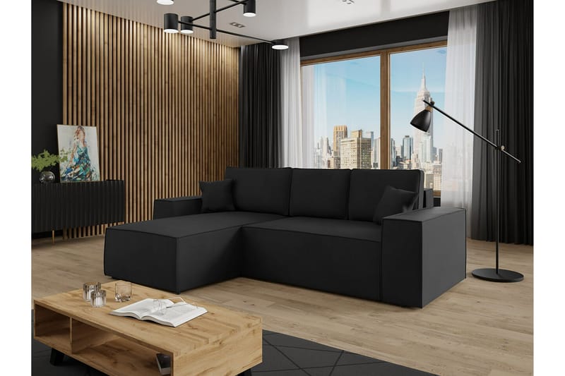 Knocklong 3-sits Hörnbäddsoffa Svart - Möbler - Vardagsrum - Bäddsoffor - Hörnbäddsoffa
