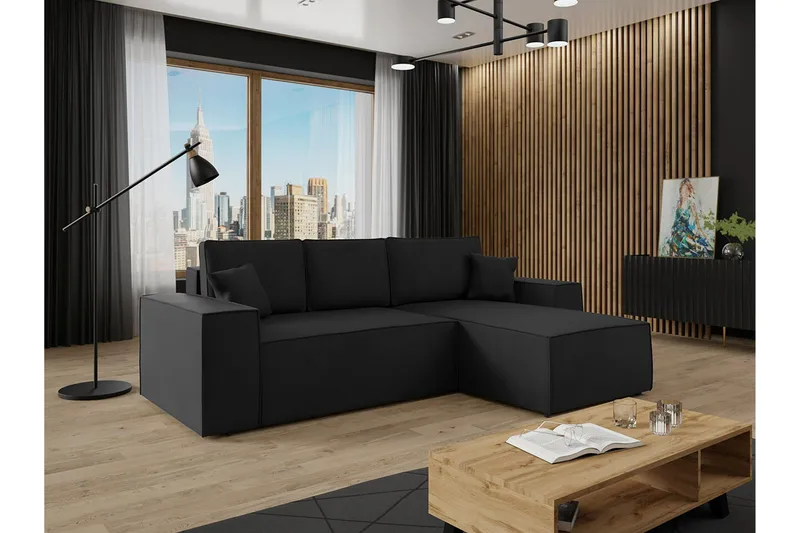 Knocklong 3-sits Hörnbäddsoffa - Svart - Möbler - Vardagsrum - Bäddsoffor - Hörnbäddsoffa