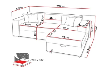 Knocklong 3-sits Hörnbäddsoffa - Möbler - Vardagsrum - Bäddsoffor