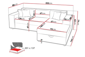 Knocklong 3-sits Hörnbäddsoffa - Möbler - Vardagsrum - Bäddsoffor