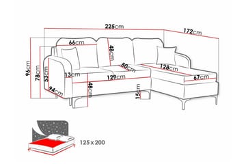 Knocklong 3-sits Vänster Bäddsoffa 125x200 cm med Förvaring i Sammet - Blå - Möbler - Vardagsrum - Bäddsoffor