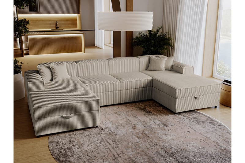 Knocklong 4-sits Hörnbäddsoffa Beige - Möbler - Vardagsrum - Bäddsoffor - Hörnbäddsoffa