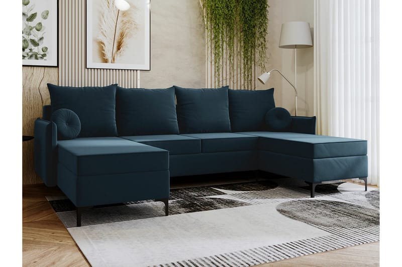 Knocklong 4-sits Hörnbäddsoffa - Blå - Möbler - Vardagsrum - Bäddsoffor - Hörnbäddsoffa