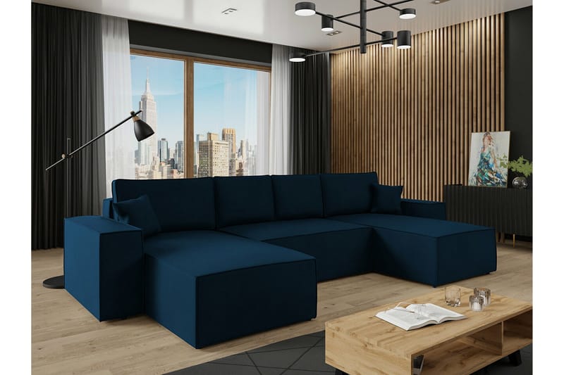 Knocklong 4-sits Hörnbäddsoffa - Blå - Möbler - Vardagsrum - Bäddsoffor - Hörnbäddsoffa