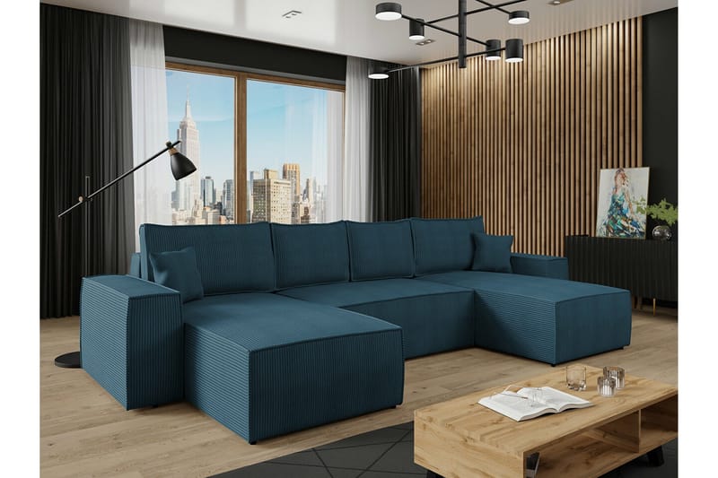 Knocklong 4-sits Hörnbäddsoffa - Blå - Möbler - Vardagsrum - Bäddsoffor - Hörnbäddsoffa