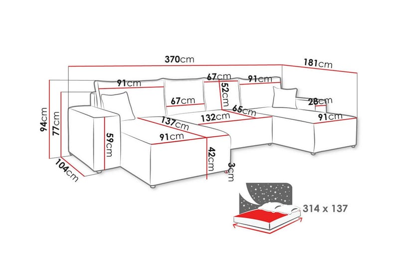 Knocklong 4-sits Hörnbäddsoffa Blå - Möbler - Vardagsrum - Bäddsoffor - Hörnbäddsoffa