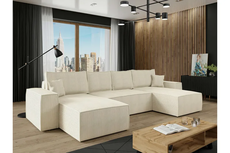 Knocklong 4-sits Hörnbäddsoffa - Cream - Möbler - Vardagsrum - Bäddsoffor - U bäddsoffa