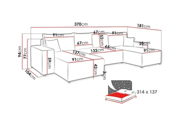 Knocklong 4-sits Hörnbäddsoffa - Grå - Möbler - Vardagsrum - Bäddsoffor - U bäddsoffa