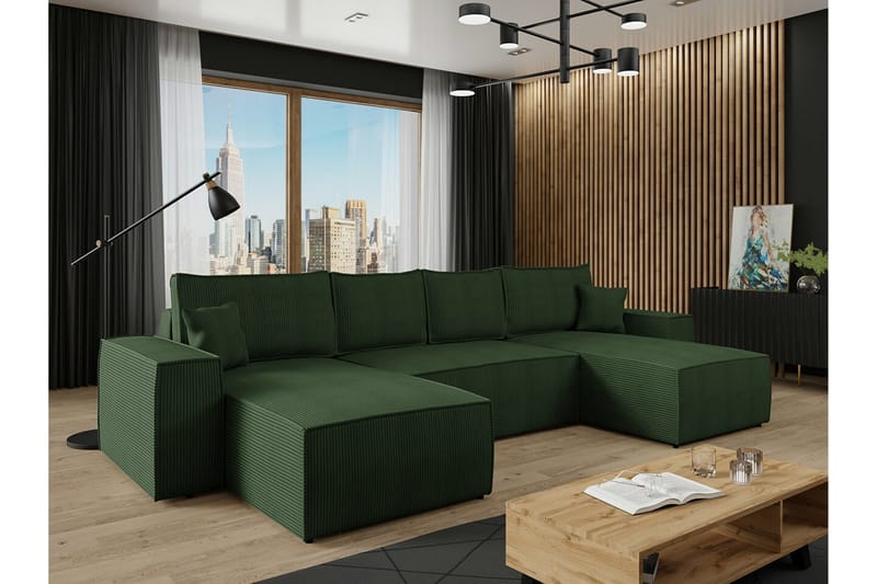 Knocklong 4-sits Hörnbäddsoffa - Grön - Möbler - Vardagsrum - Bäddsoffor - Hörnbäddsoffa