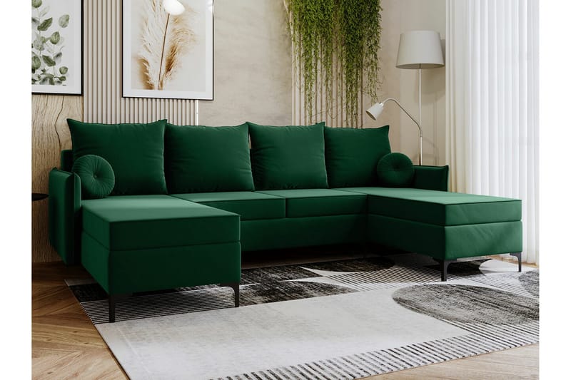 Knocklong 4-sits Hörnbäddsoffa - Grön - Möbler - Vardagsrum - Bäddsoffor - Hörnbäddsoffa