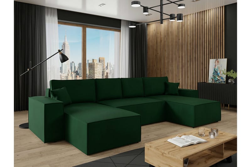 Knocklong 4-sits Hörnbäddsoffa - Grön - Möbler - Vardagsrum - Bäddsoffor - Hörnbäddsoffa