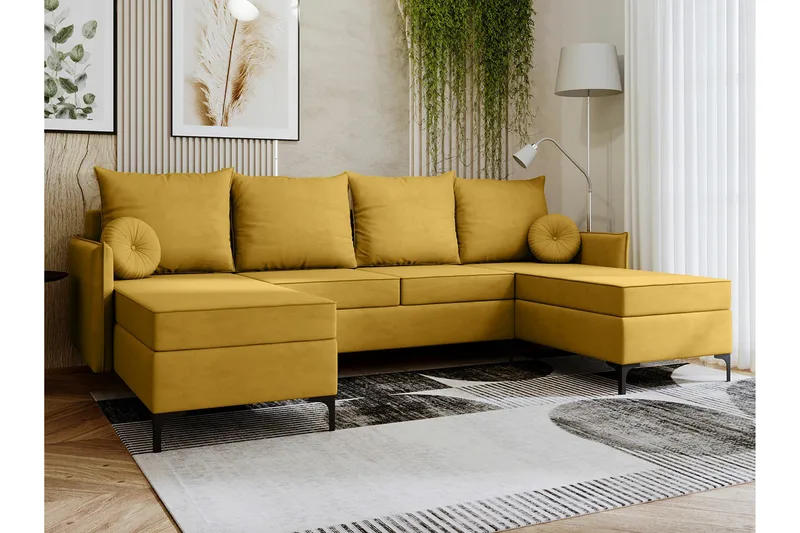 Knocklong 4-sits Hörnbäddsoffa - Gul - Möbler - Vardagsrum - Bäddsoffor - Hörnbäddsoffa