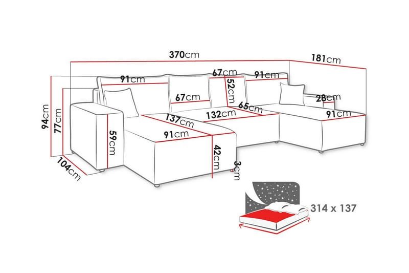 Knocklong 4-sits Hörnbäddsoffa Ljusbrun - Hörnbäddsoffa - Bäddsoffor