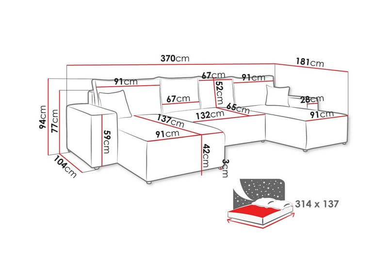 Knocklong 4-sits Hörnbäddsoffa Ljusgrå - Hörnbäddsoffa - Bäddsoffor