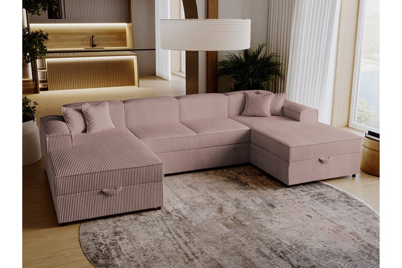 Knocklong 4-sits Hörnbäddsoffa Ljusrosa - Möbler - Vardagsrum - Bäddsoffor - Hörnbäddsoffa