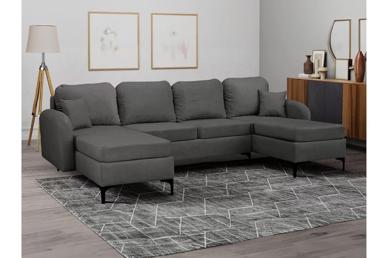 Knocklong 4-sits Hörnbäddsoffa Mörkgrå - Möbler - Vardagsrum - Bäddsoffor - Hörnbäddsoffa