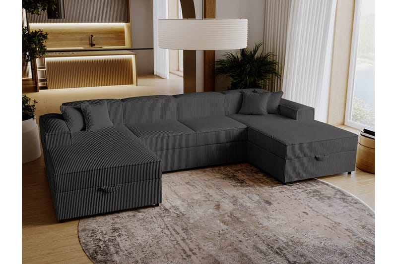 Knocklong 4-sits Hörnbäddsoffa Mörkgrå - Möbler - Vardagsrum - Bäddsoffor - Hörnbäddsoffa