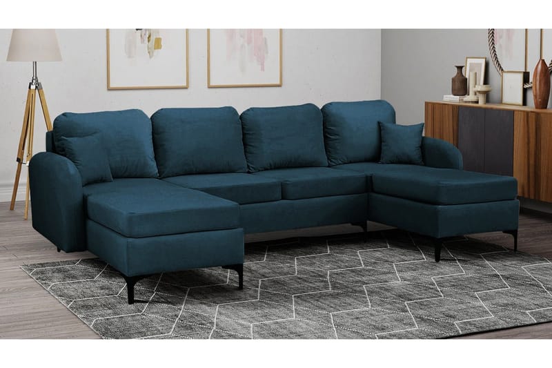 Knocklong 4-sits Hörnbäddsoffa NO_BRAND Dark blue - Möbler - Vardagsrum - Bäddsoffor - Hörnbäddsoffa