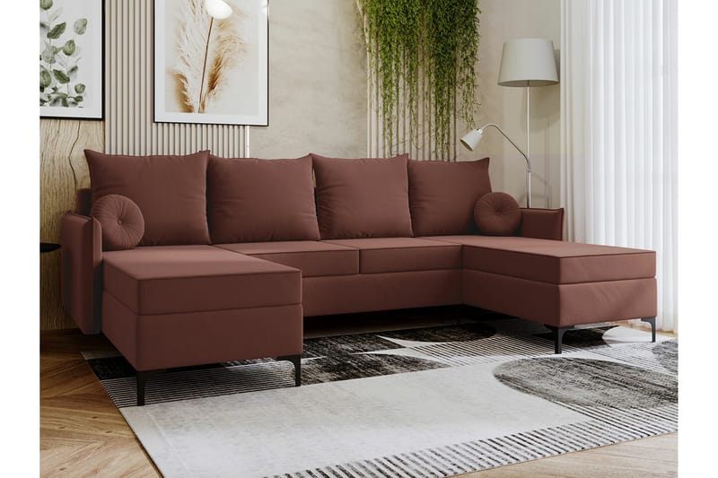 Knocklong 4-sits Hörnbäddsoffa - Rosa - Möbler - Vardagsrum - Bäddsoffor - Hörnbäddsoffa
