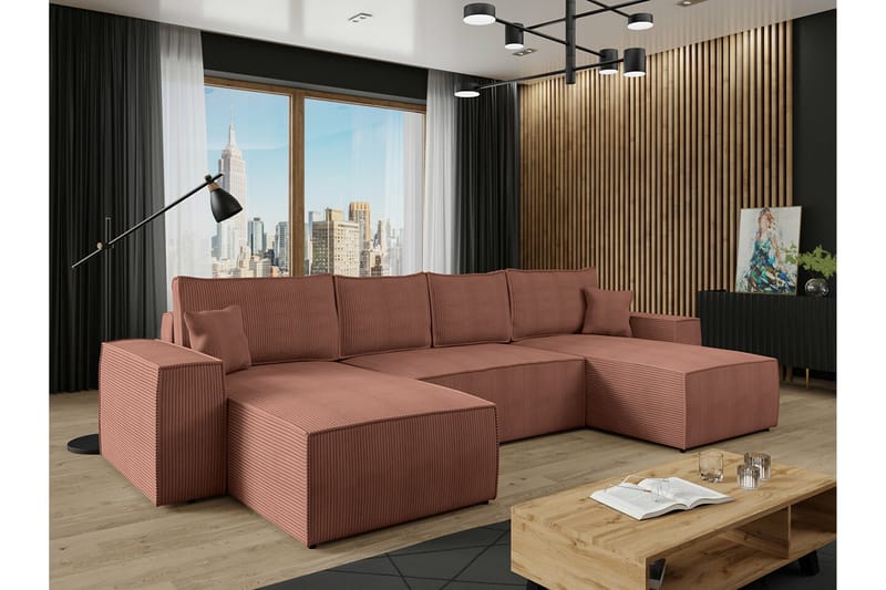 Knocklong 4-sits Hörnbäddsoffa Rosa - Möbler - Vardagsrum - Bäddsoffor - Hörnbäddsoffa