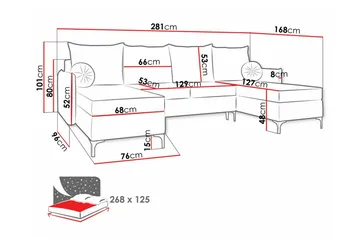 Knocklong 4-sits Hörnbäddsoffa - Rosa - Möbler - Vardagsrum - Bäddsoffor - U bäddsoffa